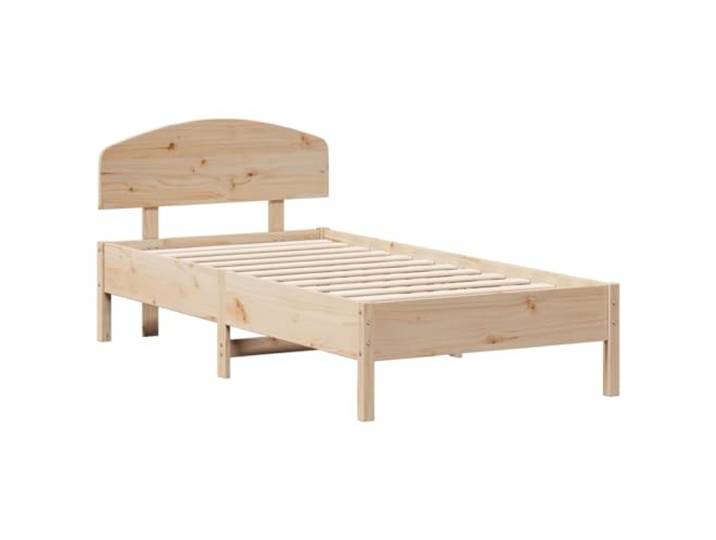 KTHLBRH Bettgestell ohne Matratze 75 x 190 cm aus massivem Kiefernholz Lattenrost aus Sperrholz inklusive, Kopfteil für Rückenstütze, stabile Struktur, Montage erforderlich