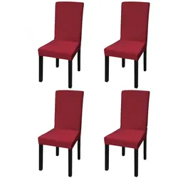 Décoshop26 - Dehnbarer Stuhlbezug für gerade Stühle 4-teilig Bordeaux DEC022369 DEC022369