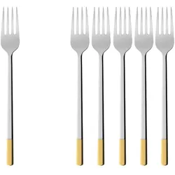 Villeroy & Boch Multipack Ella teilvergoldet Tafelgabel - 6 Stück, Besteck, Gold, Silber