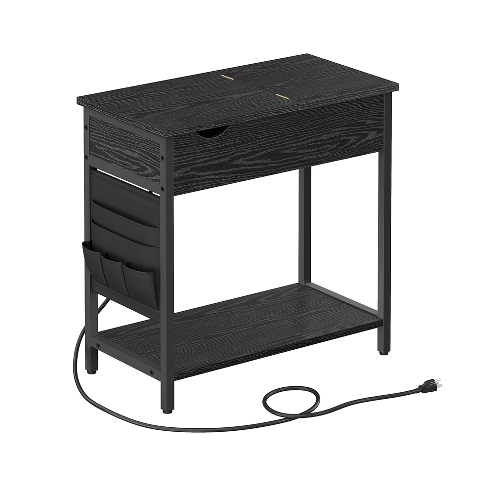 VASAGLE Beistelltisch, Nachttisch mit Steckdosen, USB-Anschlüsse LETB35311B56