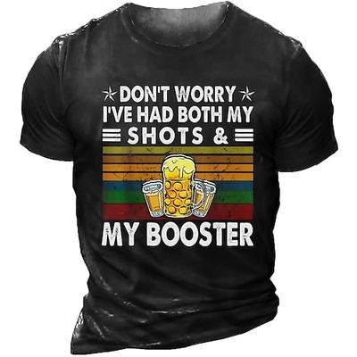 Herrliches lustiges Grafik-T-Shirt - 'Keine Sorge ich habe beide Impfungen und meinen Booster' Bier-Trink-Wortspiel-Tee
