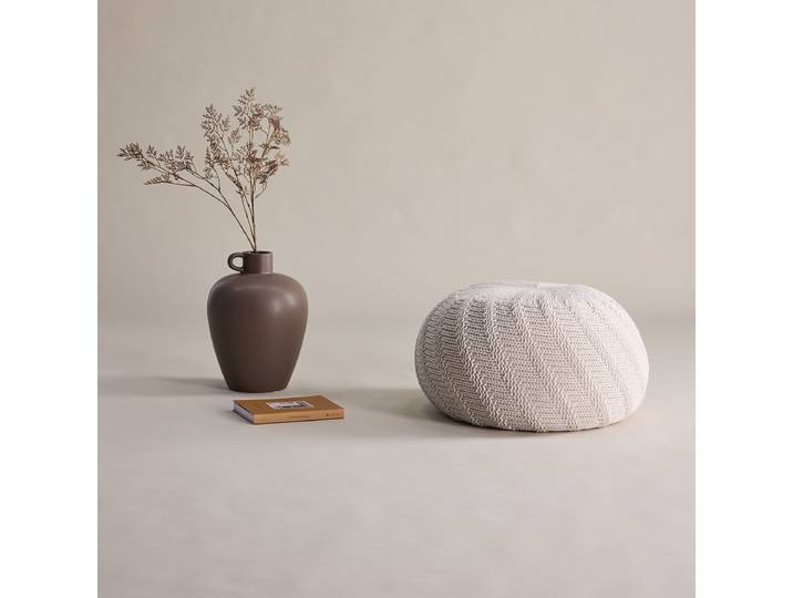 Polsterhocker Ted 45cm Weiß/Creme