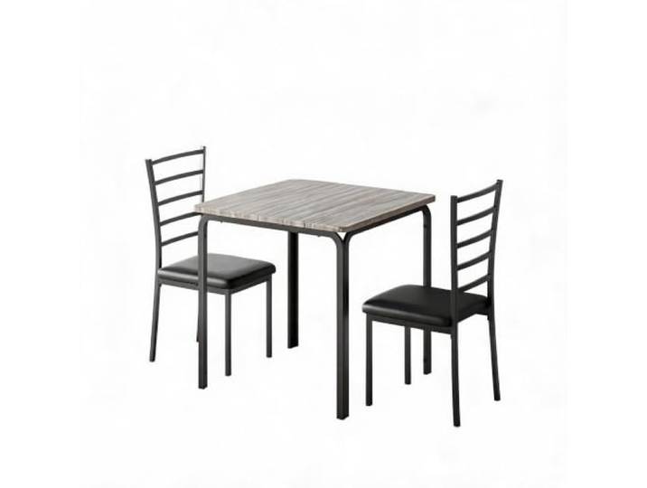 JOLLYTOP Modernes 3-teiliges EssziJOLLYTOP Esszimmer-Set 3-teilig, MDF, Für 2 Personen, quadratische Tischplatte, abgerundete Ecken, gepolsterte Sitzflächen, Holzoptik, platzsparend