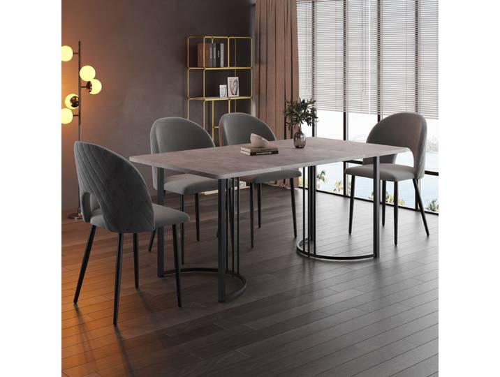 Groupe de salle à manger design moderne épaissi (set 140 × 80cm table à manger avec 4 chaises) ensemble de table de cuisine