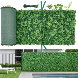 VEVOR Künstliche Hecke 2,4 m x 61 cm 4-tlg. Set, Pflanzenwand, PE-Sichtschutz, Sichtschutzzaun, Windschutz, Heckenzaun, Kunstpflanzen Balkonverkleidung für Hochzeiten, Außengärten, Hinterhöfe