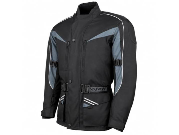 ROLEFF RACEWEAR klassiche lange Motorradjacke mit Protektoren, schwarz, grau