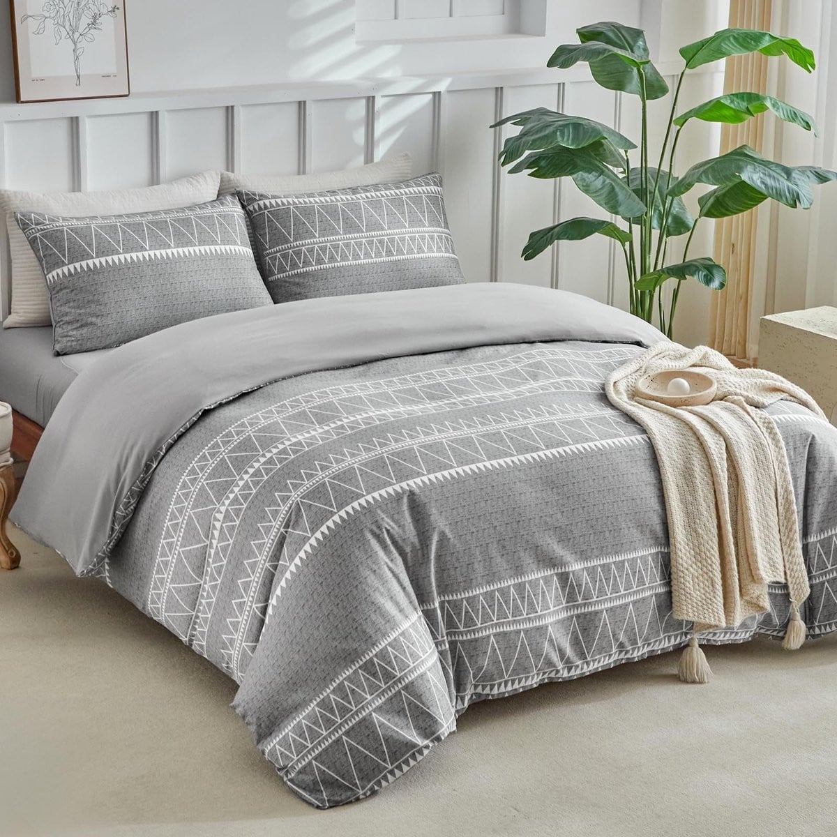 Omgoods 4-delige dekbedovertrekset in Bohemian stijl, 220 x 240 cm