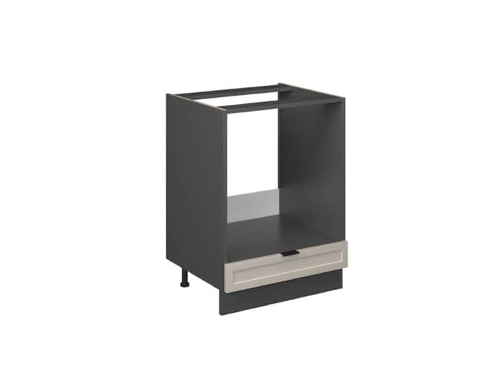 Vicco Herdumbauschrank Fame-Line, GrauBeige, 60 cm MDF-Front · Ohne Arbeitsplatte · Höhenverst. Füße · Metallgriffe · Einfache Integration