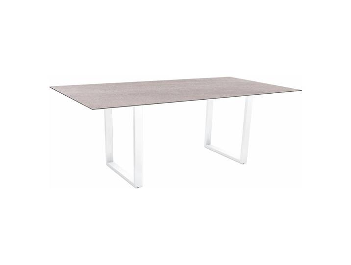 Stern Kufentisch 160x90 cm Aluminium weiß Tischplatte Silverstar