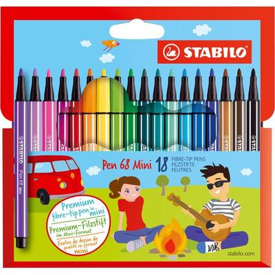 STABILO Premium-Filzstift - Pen 68 Mini - 18er Pack - mit 18 verschiedenen Farben