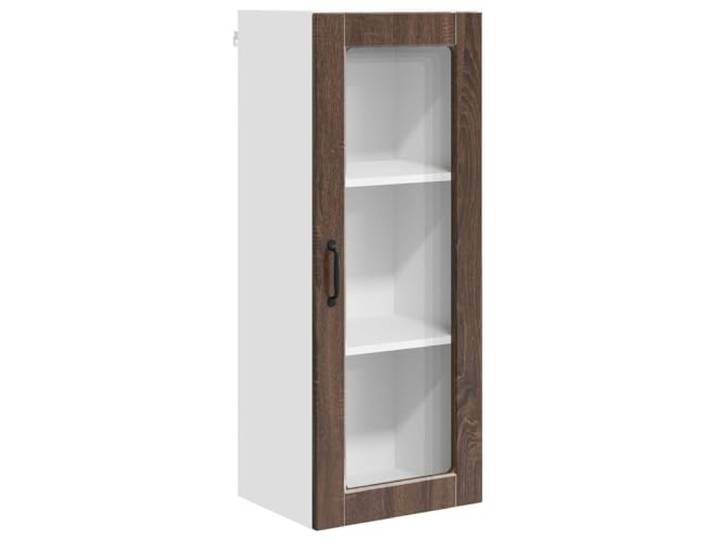 GPWERSDF Wandglas-Schrank Porto Braun Eichen-Optik 40 x 31 x 100 cm Robuster Holzwerkstoff, Wandmontage, viel Stauraum, moderne Kücheneinrichtung, pflegeleichte Oberfläche
