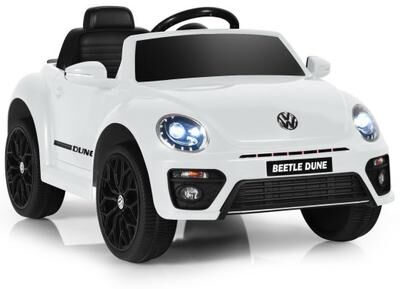 Costway Volkswagen Beetle Kids Electric Ride On Car with Remote Control-White