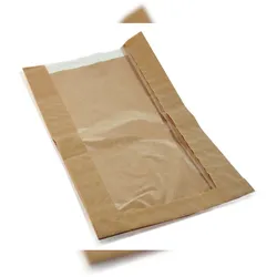 VEPATIM 1000x Papierfaltenbeutel für Kleingebäck 15 + 6 x 29 cm mit Fenster 10cm