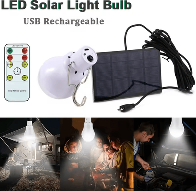 Uplift Curations Solar USB Solar Dual Charging Portable LED Bulb Waterproof Emergency & Outdoor Light no Remote 1 Pc
