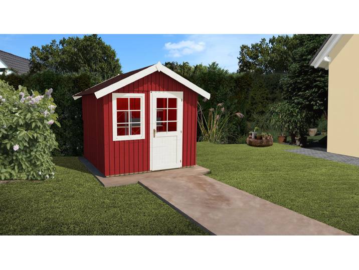 Gartenhaus WEKA Schwedenhaus 410 , rot (schwedenrot), Fußboden im Gartenhaus, ohne Dacheindeckung, Massivholz, Gartenhäuser, Gartenhaus, inklusive Fussboden