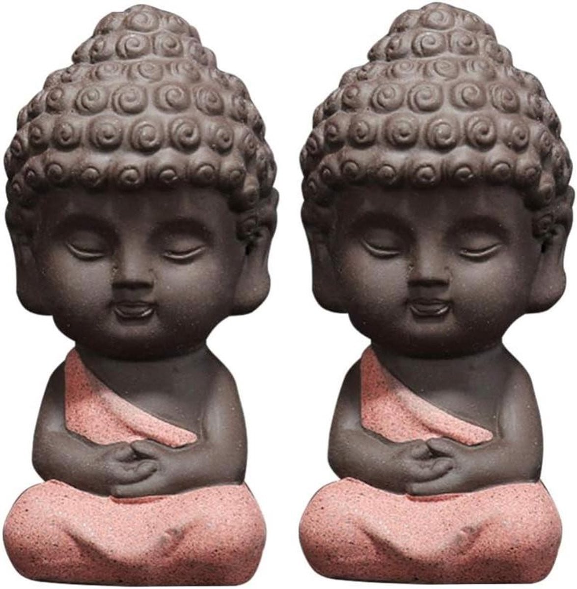 Handgesneden keramisch Boeddhabeeldje Maat M voor Feng Shui decoratie
