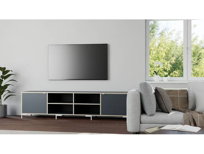 Sideboard in Multiplex-Optik Premium Dekore Schwarz Multiplex Kante