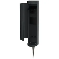 Novatool 1x Steckdosenturm 2-fach außen Anthrazit rund mit Blende IP44 mit Erdspieß Steckdose Aussen Gartensteckdose Outdoor Steckdosesäule Garten Steckdosenturm