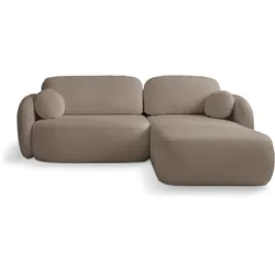 ECKSOFA AMICO R-S Braun Geflochtener Stoff mit Schlaffunktion