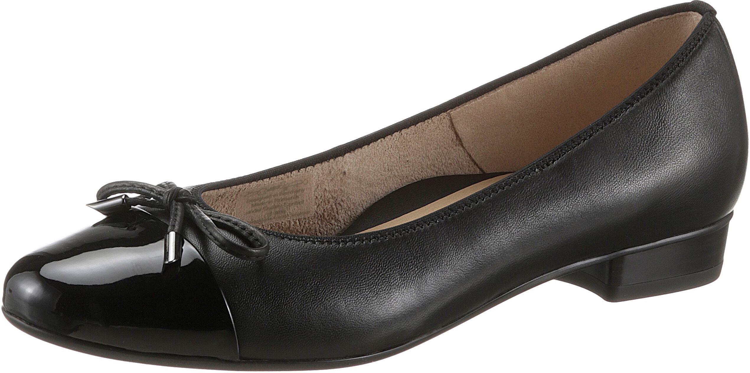 Pumps ARA "BARI", Damen, Gr. 2,5, Textil, schwarz, Glattleder, Lackleder, Schuhe Pumps, mit Lackspitze