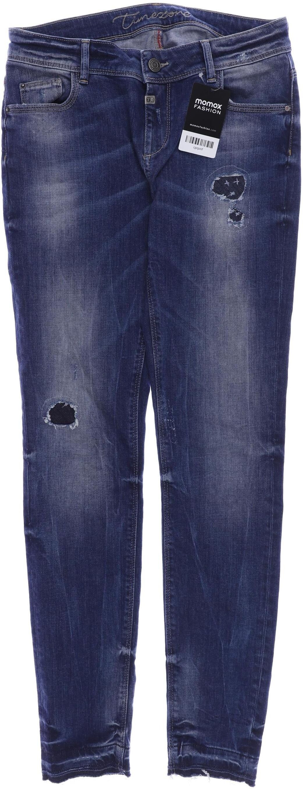 Timezone Damen Jeans, Blau, Gr. W26, Baumwolle / Elasthan / Leder - Second Hand
