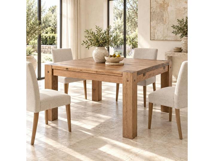 Table de repas carrée chêne massif 140 cm FJORD