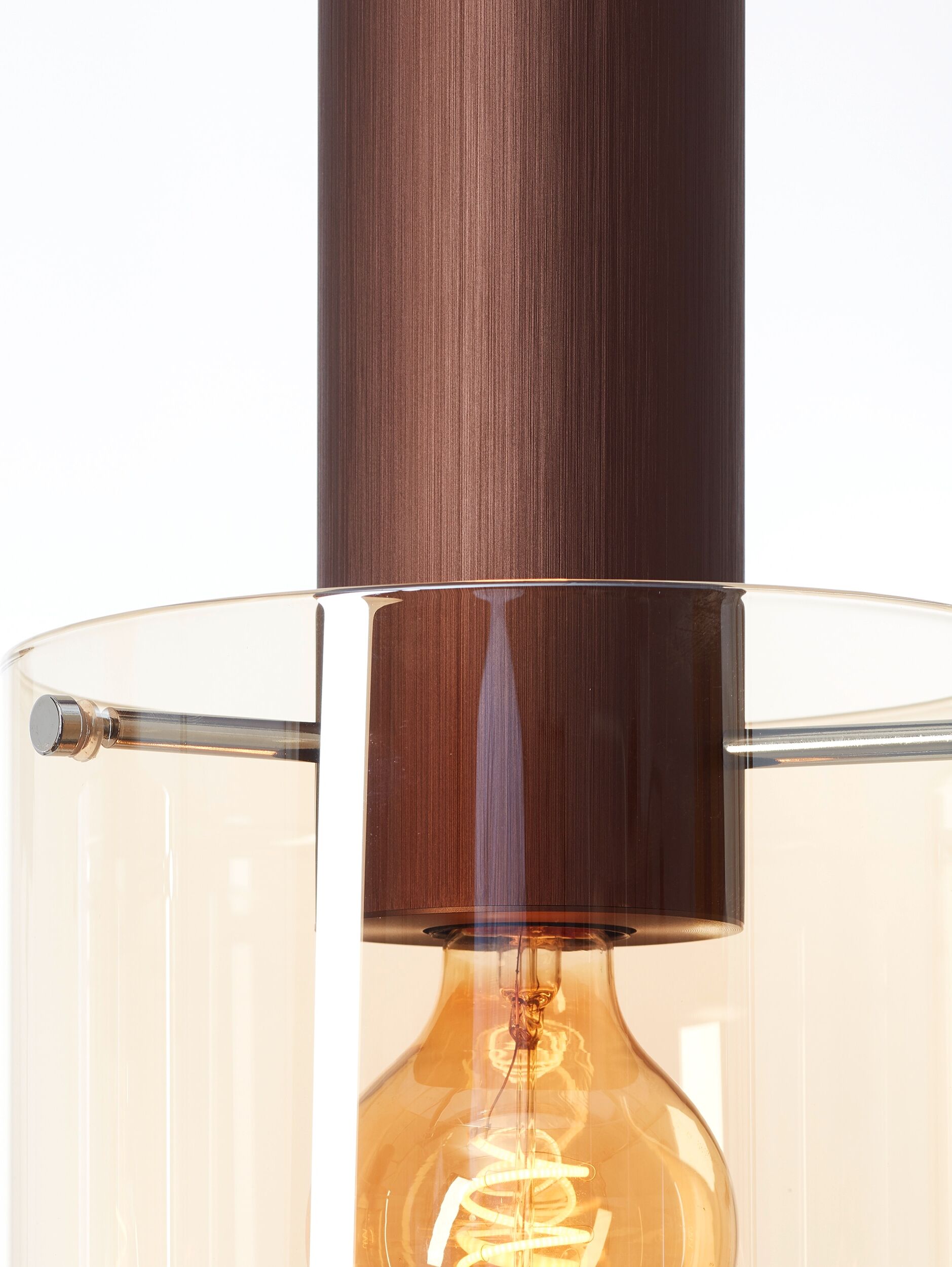 BRILLIANT Pendelleuchte "Petje", braun (kaffee, bernstein), 3, 1 Stk., Leuchten, 90 x 20 x 120 cm, E27, Metall Glas, Kaffee Bernstein, Pendelleuchte