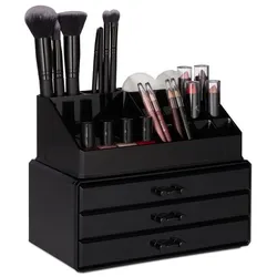 Relaxdays 2 x Make Up Organizer schwarz Schwarz