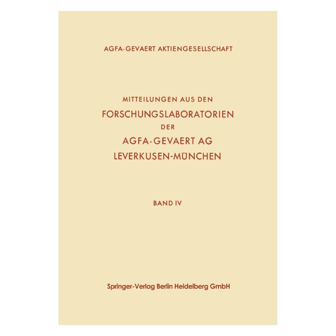 Springer Mitteilungen aus den Forschungslaboratorien der Agfa-Gevaert AG, Leverkusen-München (Deutsch, Softcover, Fritz Gajewski) (7435132)
