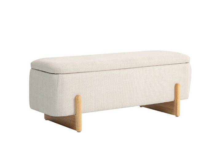 banquette avec rangement banquette rembourrée avec aspect Lin pieds en bois canapé - lit avec charnières de sécurité pour salon