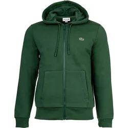 LACOSTE Herren Sweatjacke mit Kapuze - Zipper, aufgerautes Fleece Grün / L