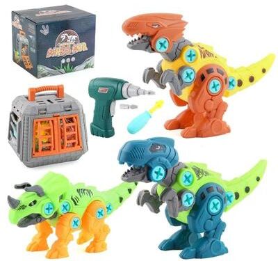 Uplift Picks DIY T Rex Dinosaur Building Block Toy With Mini Electric Drill For Kids 2