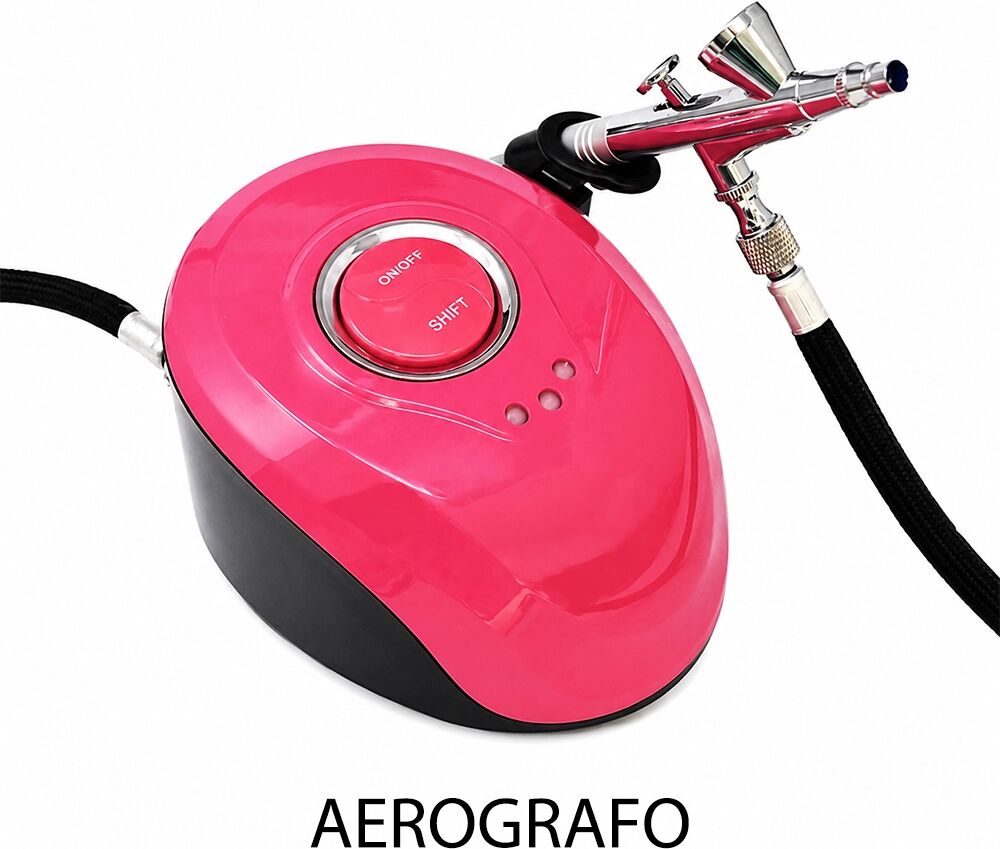 Tuttoperlestetica Aerografo Professionale per Nail Art Rosa con Compressore per Nail art e MakeUp