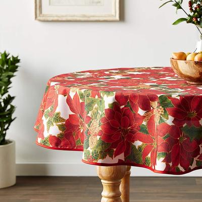 Violet Linen European Seasonal Botanical Christmas Tablecloth
