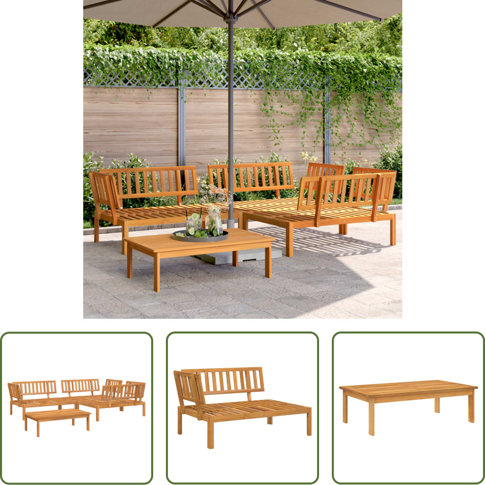 The Living Store 4-tlg. Garten-Sofagarnitur aus Paletten Massivholz Akazie