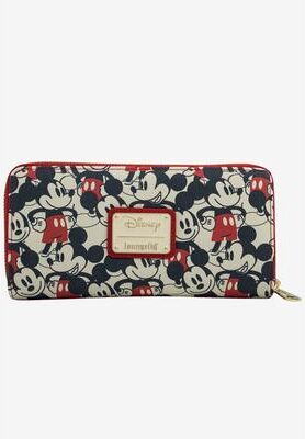 Women's Loungefly x Disney Women's Mickey & Minnie Mouse Zip Around Wallet Navy by Disney in Multi