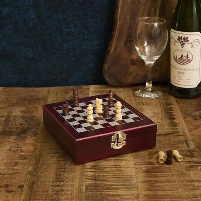4-teilige Weinkiste mit Schachbrett