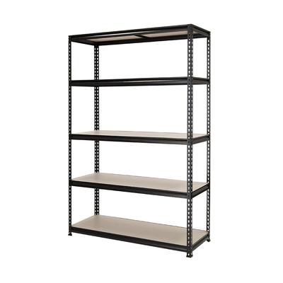 RATTATAN Verstellbares Regal mit 5 Ebenen, verstellbare Böden, Holzpaneele und Eisenrahmen, Tragkraft bis 180 kg, für Innen- und Außenbereich – 91Bx41Tx183H cm