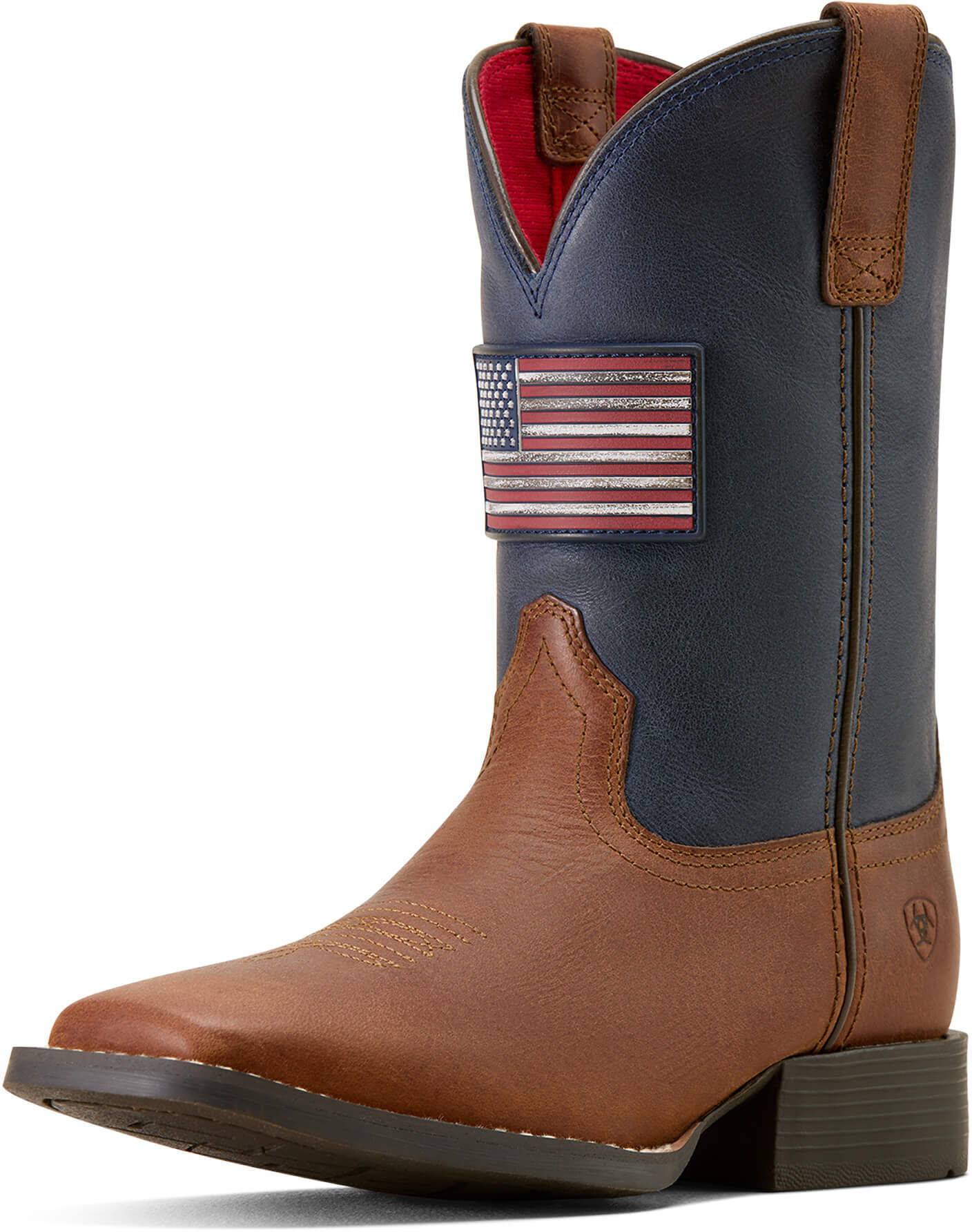 Kid's Freedom Rider Wide Square Toe Western Boots in Hickory Smoke Nightfall Navy, Size: 9 K B / Medium by Ariat