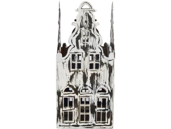 Windlicht Green House & Park Palace hellgrau Metall H 30 cm