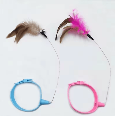 Inspire Picks FeatherFlex Suction Cup Cat Teaser Wand With Bell & Bite Resistant Design blue And Pink