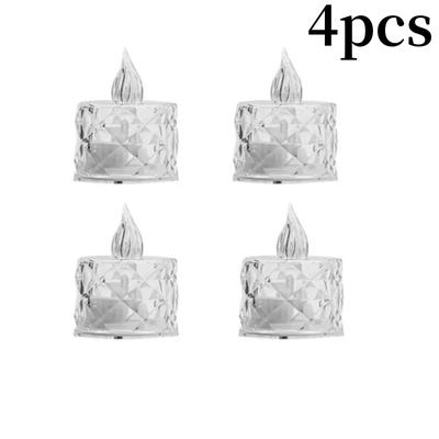 Romantic Crystal Flameless LED Candles, Transparent Electronic Night Lamps For Home, Wedding, Party & Valentine 4pcs