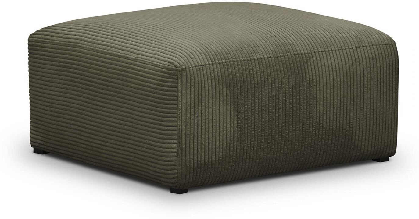 Pouf / repose-pieds modulable en velours côtelé vert kaki - Modulo