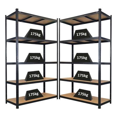 Proregal Mega Deal | 2x Schwerlastregal Giant Ragnar | HxBxT 200x120x50cm | 5 MDF-Platten-Ebenen | Fachlast 175kg | Schwarz