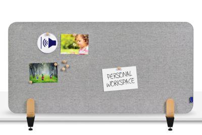 Legamaster Akustik-Tischtrennwand Elements, PET-Kern, Stoffoberfläche pinnbar, inkl. 2 Tischklemmen, B 1200 x H 600 x T 21 mm, quiet grey