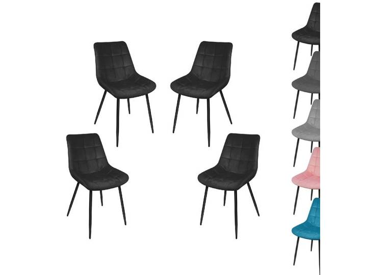 4PCS Chaise de Bureau avec dossier Chaise de salle à manger avec siège en Velours Noir Chaise de chambre scandinave Pieds métal