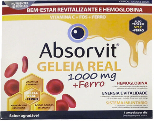 Absorvit Geleia Real 1000Mg +Ferro Ampolas x20