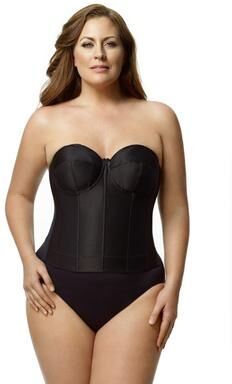 Plus Size Women's Make it Smooth Strapless Longline 6421 by Elila in Black (Size 46 I)