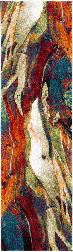 Metro Heaney Abstract Area Rug Red Rectangle 79 x 152 cm