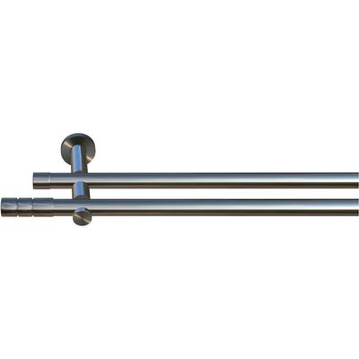 Gardinenstange INDEKO "Hamburg", edelstahl, optik, L:240cm Ø:20mm, Metall, Gardinenstangen, Komplett-Set inkl. Montagematerial